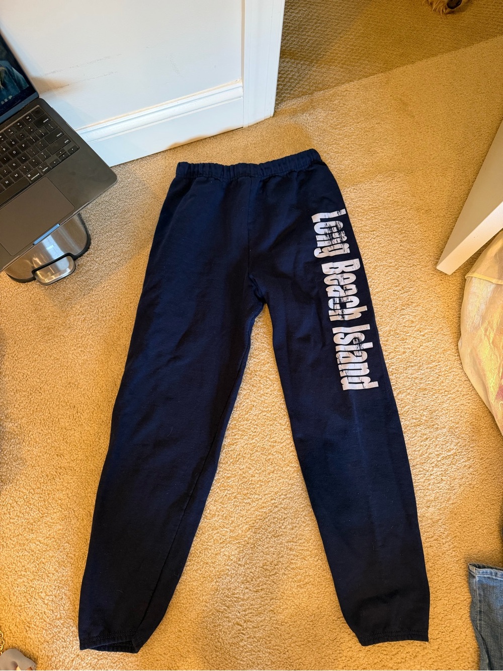 Woman’s Navy Sweatpants with 'Long Beach Island' Side Print